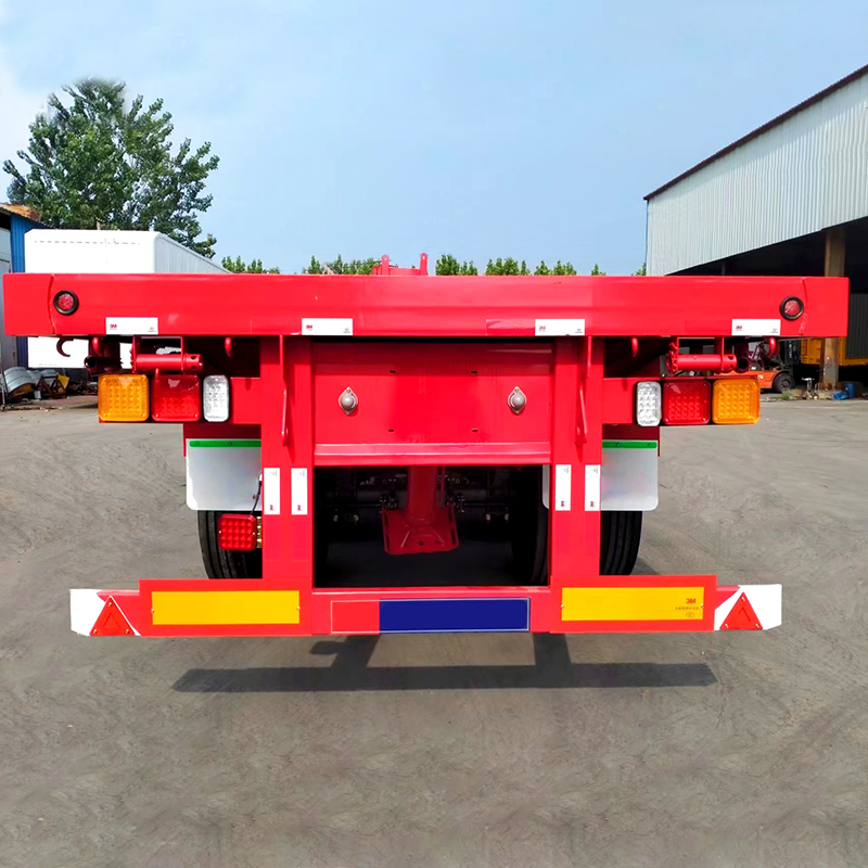  ຜະລິດຕະພັນຈີນ Custom Colors Tri-Axle 80 Tons 3/4/5Axles 40 Feet Shipping Container Trailer Flatbed Semi Trialer for Sale