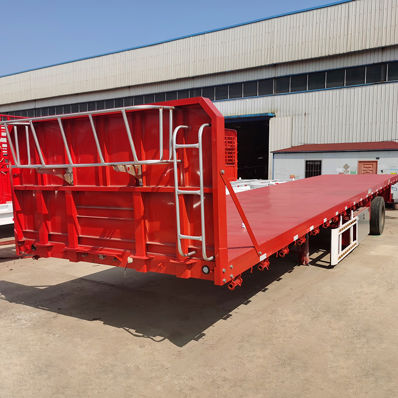  ຜະລິດຕະພັນຈີນ Custom Colors Tri-Axle 80 Tons 3/4/5Axles 40 Feet Shipping Container Trailer Flatbed Semi Trialer for Sale