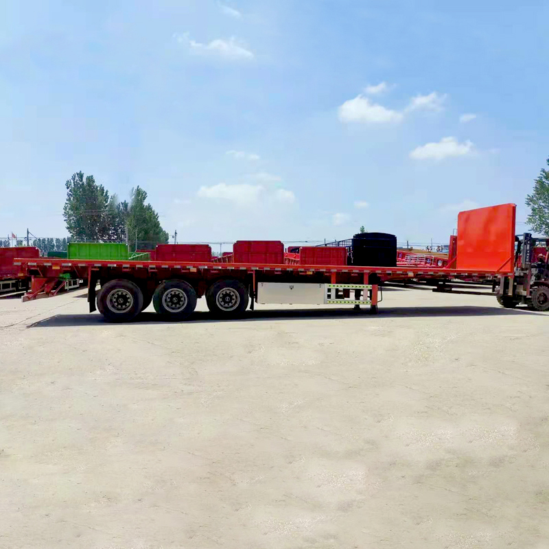  ຜະລິດຕະພັນຈີນ Custom Colors Tri-Axle 80 Tons 3/4/5Axles 40 Feet Shipping Container Trailer Flatbed Semi Trialer for Sale